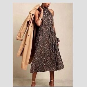 Banana Republic Halter Style Midi Dress Medium in Rustic Brown